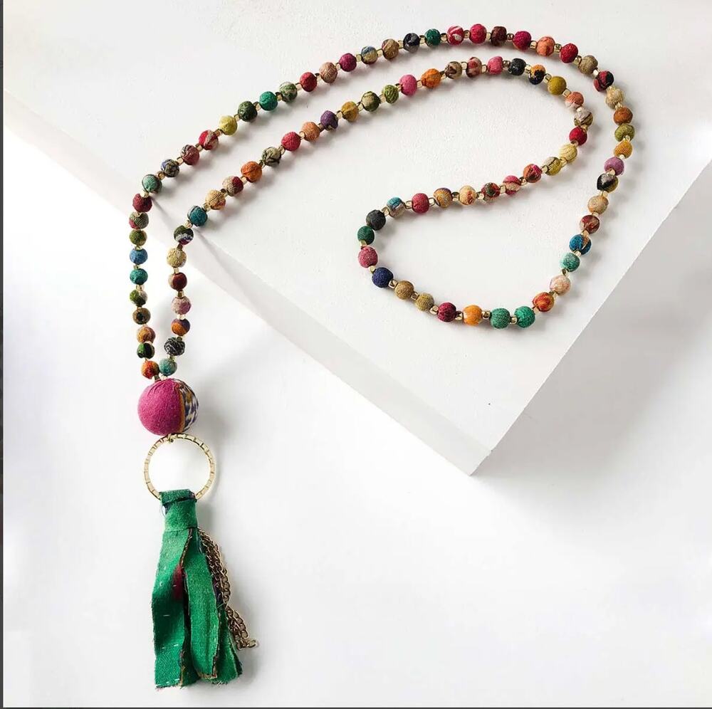 Kantha Tassel Necklace